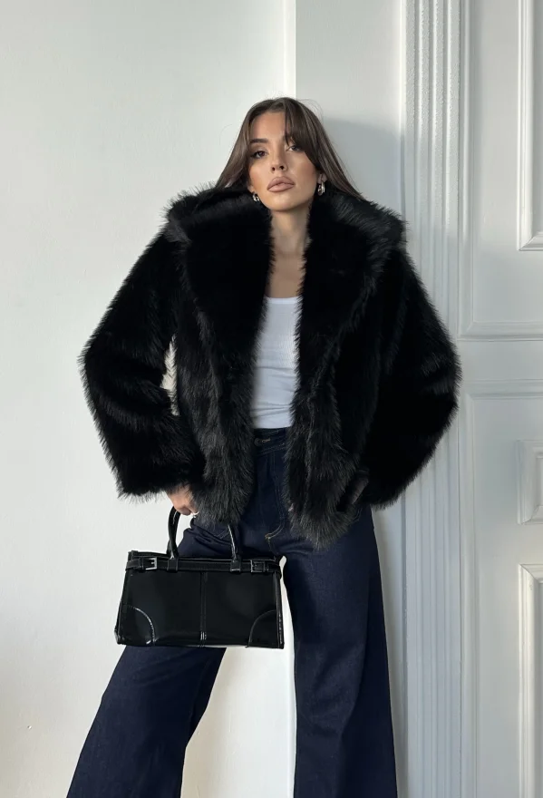 Siyah Şal Yaka Kürk Ceket