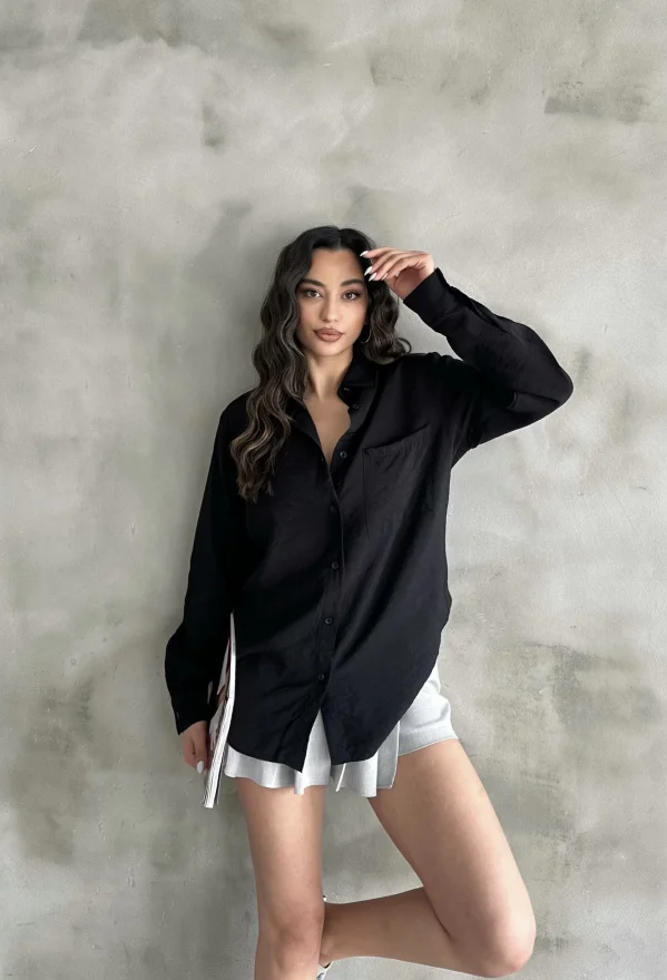 Siyah Oversize Gömlek