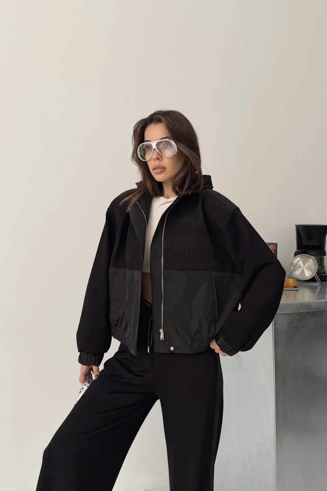 Siyah Paraşüt Detaylı Modal Takım