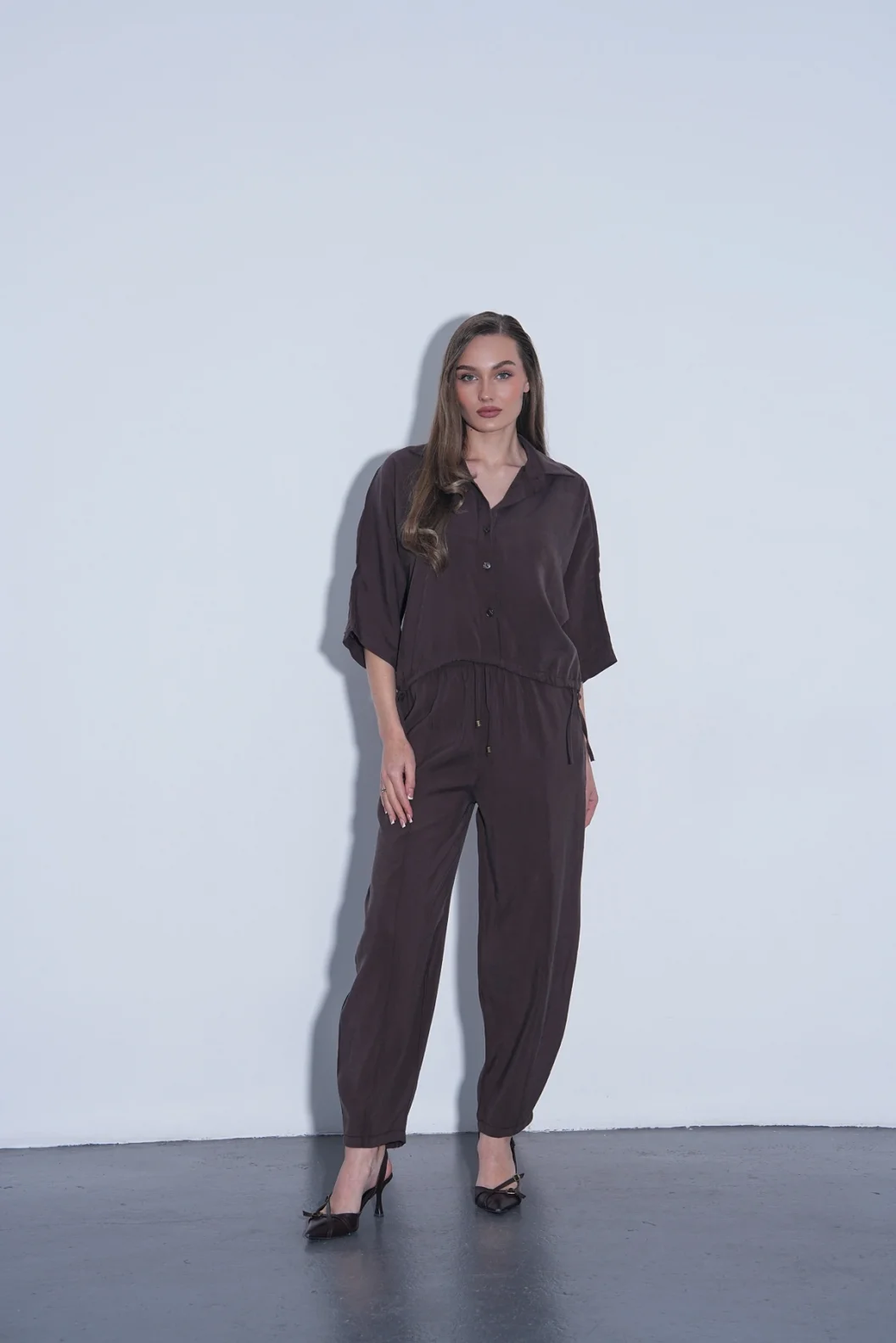 Kahverengi Modal Gömlek Pantolon Takım