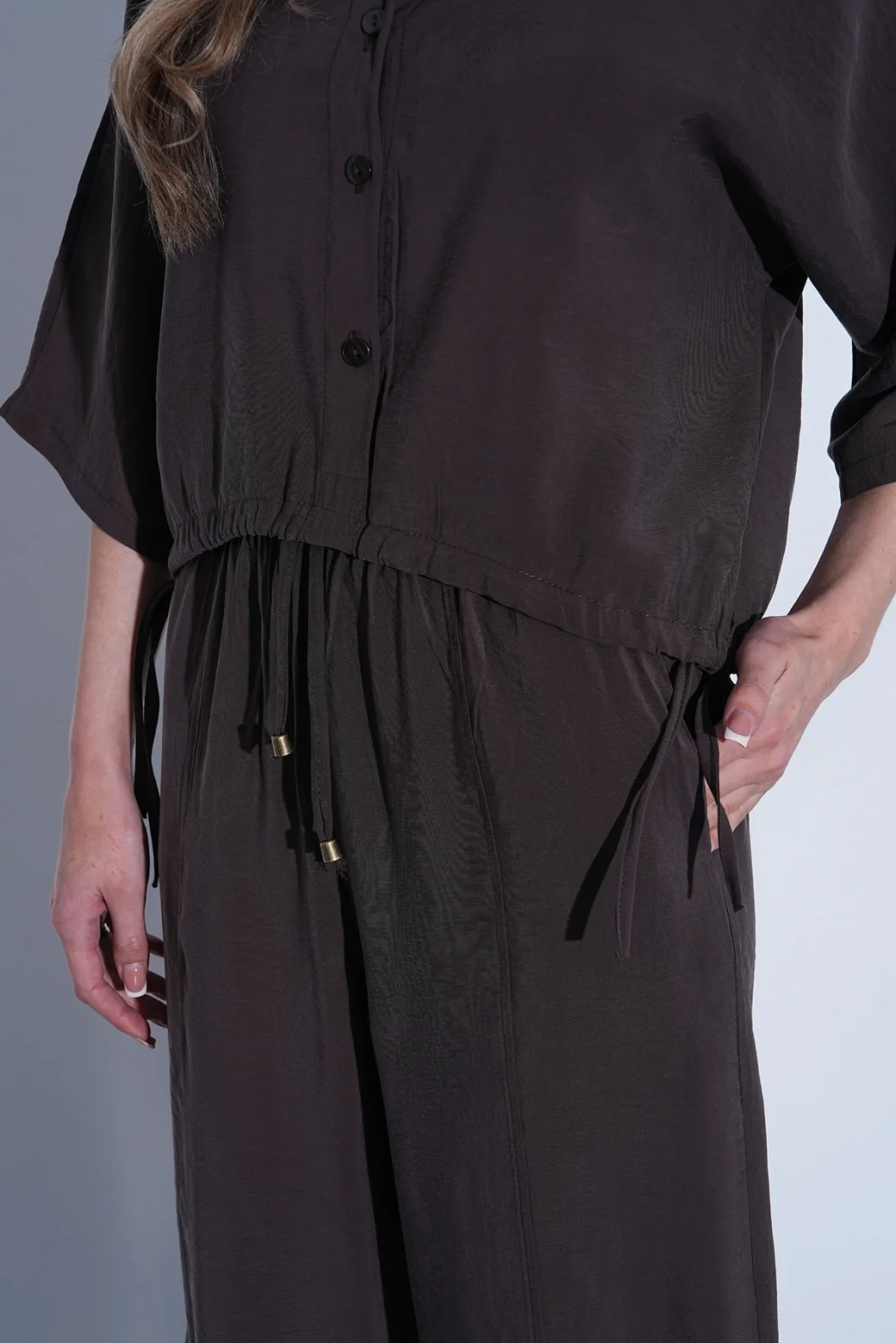 Kahverengi Modal Gömlek Pantolon Takım