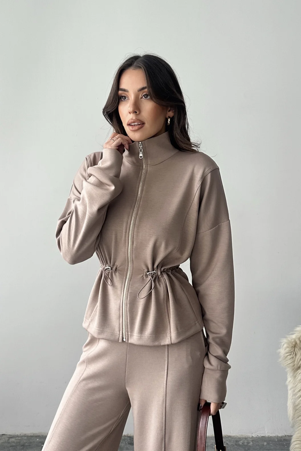 Bej Bel Büzgülü Modal Takım