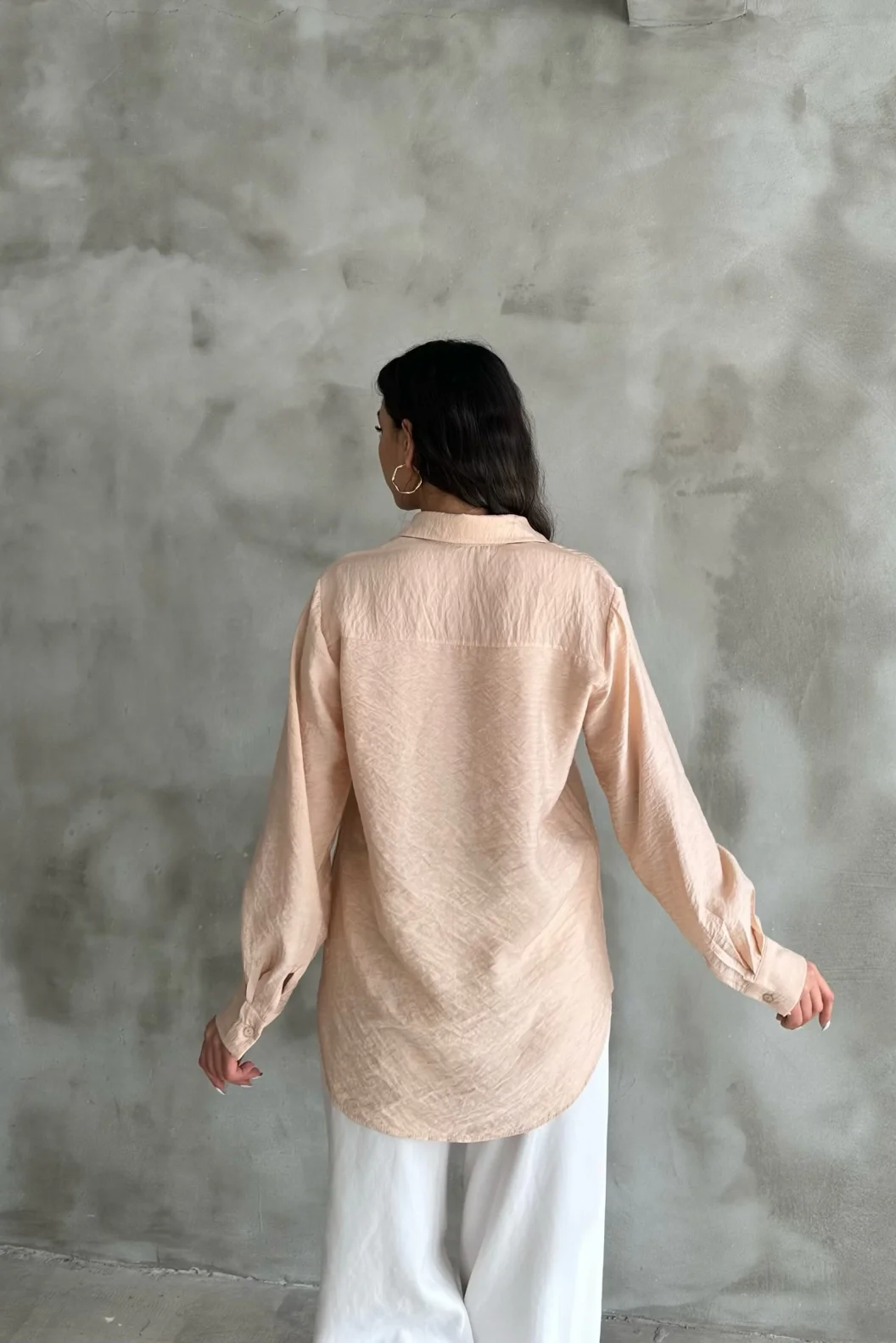 Bej Oversize Gömlek