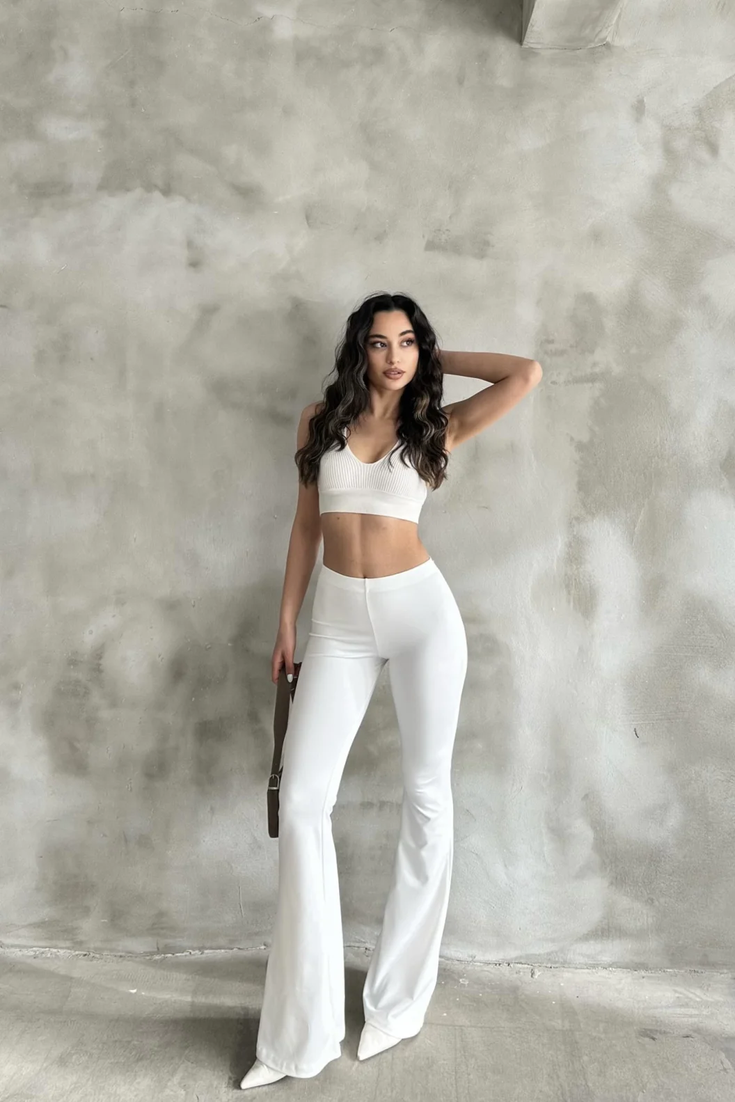 Beyaz İspanyol Paça Pantolon