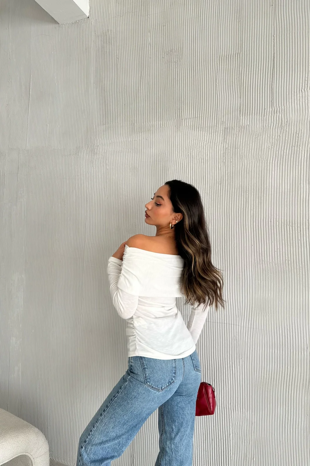 Beyaz Madonna Yaka Bluz