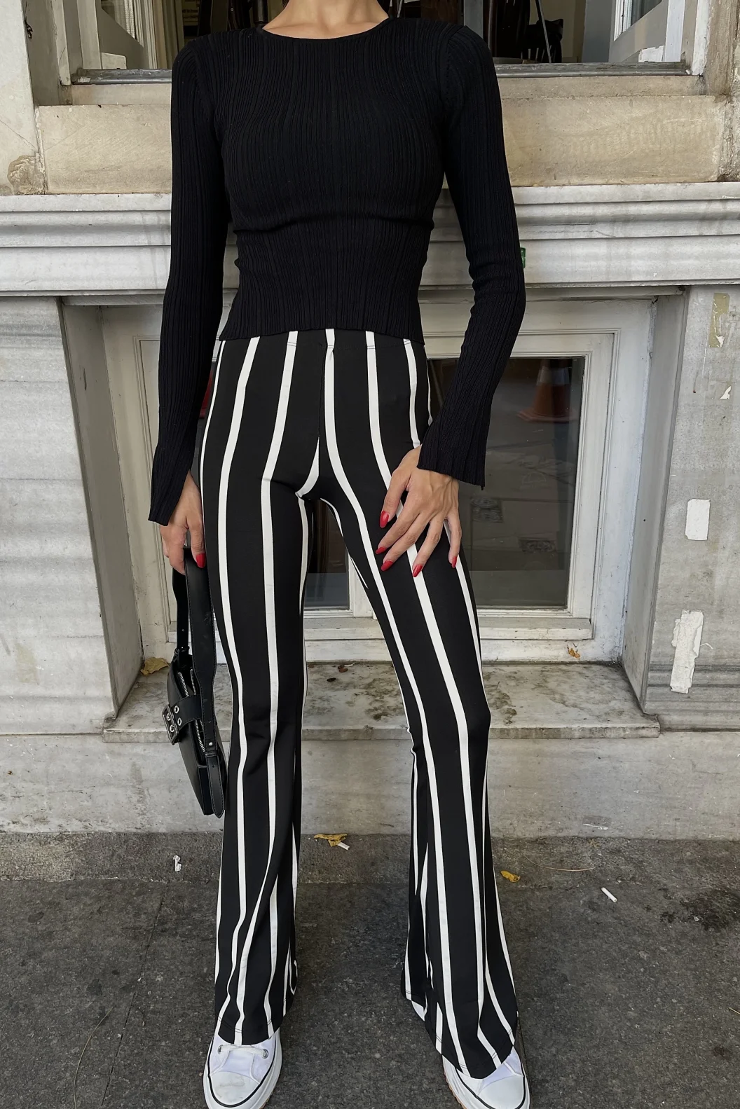 Çizgili İspanyol Paça Pantolon