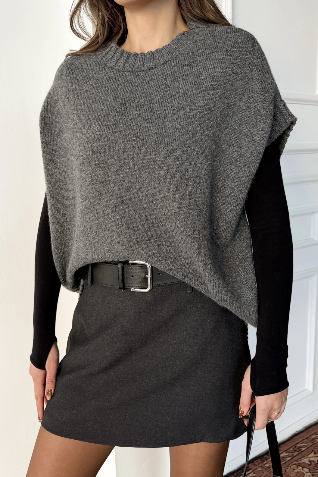 Dilvin Füme Bisiklet Yaka Verev Triko Süveter