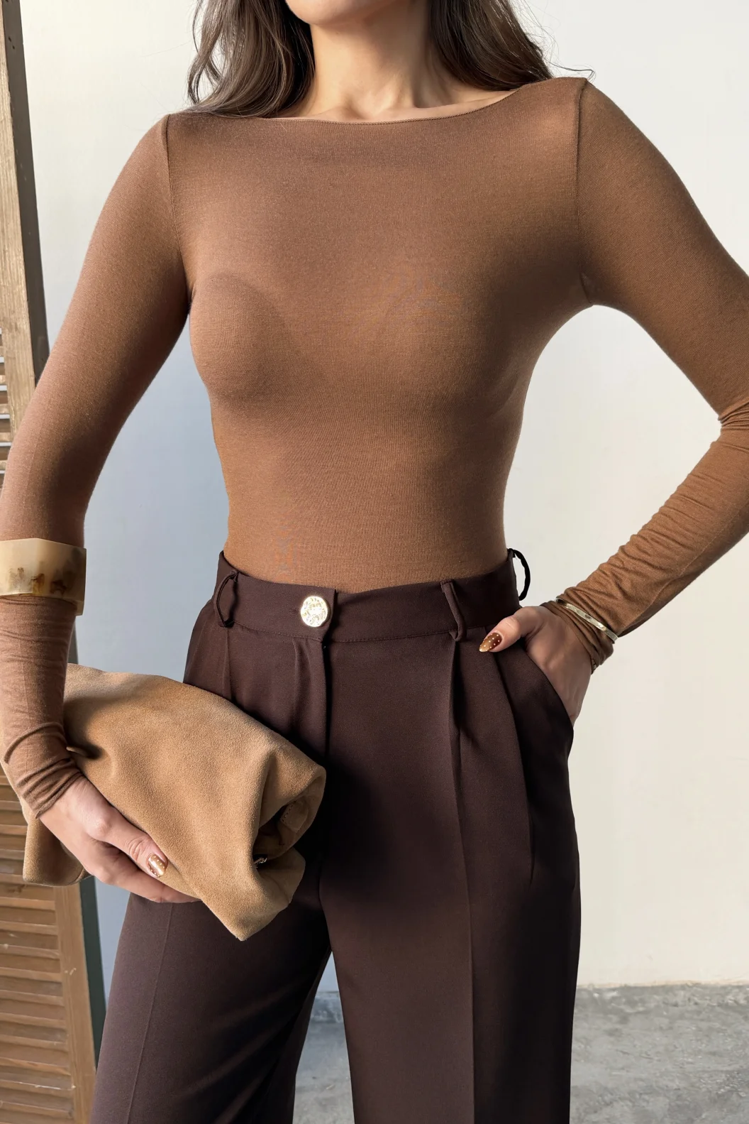 Dilvin Vizon Kayık Yaka Modal Kaşmir Ultra Hafif Bluz