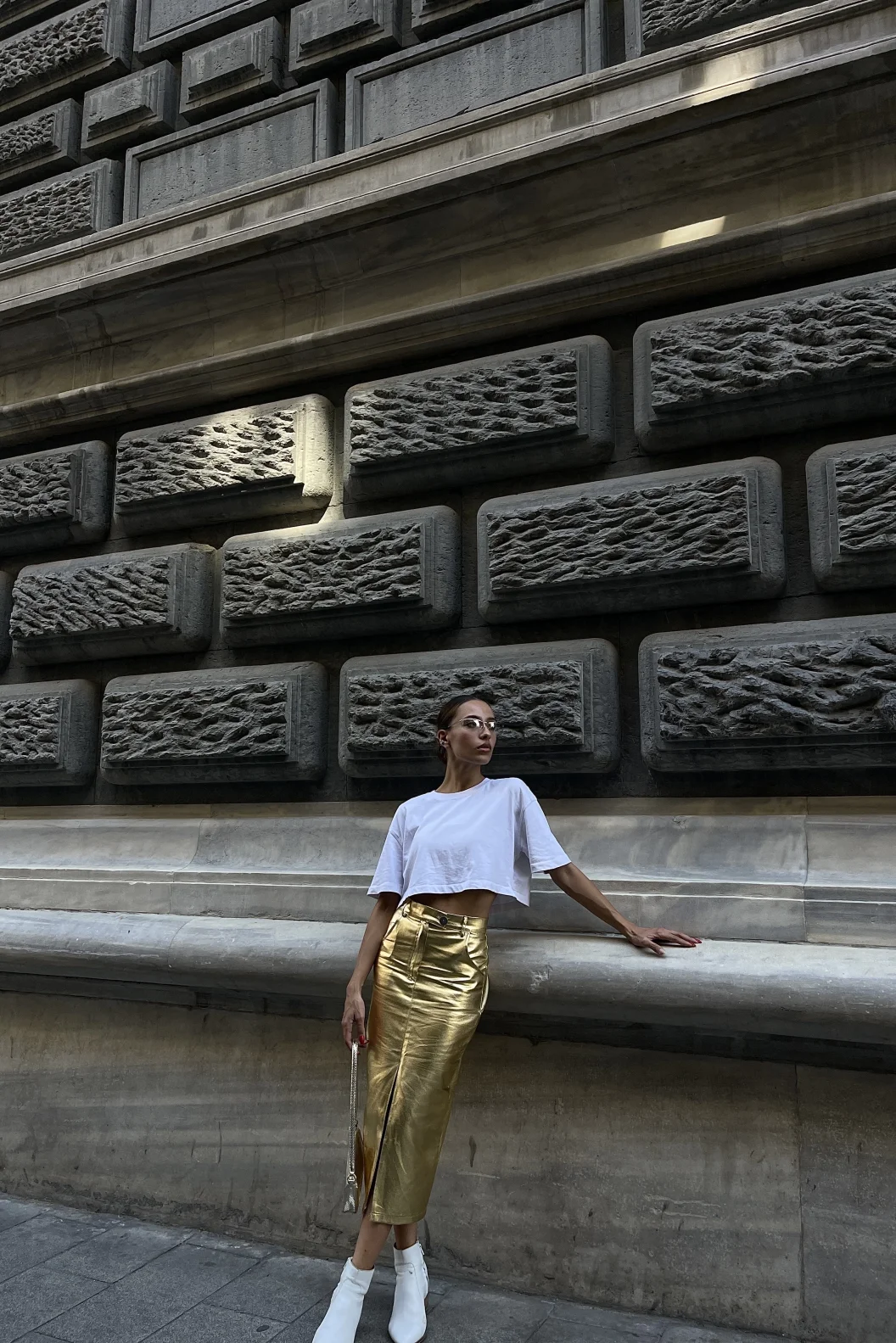 Gold Varak Önden Yırtmaçlı Etek