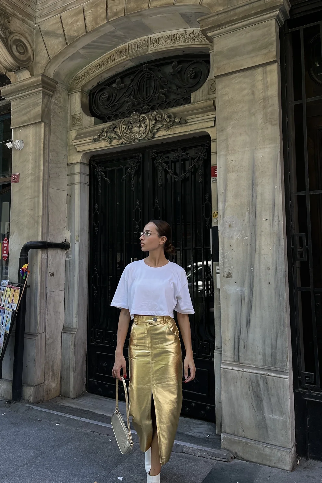 Gold Varak Önden Yırtmaçlı Etek