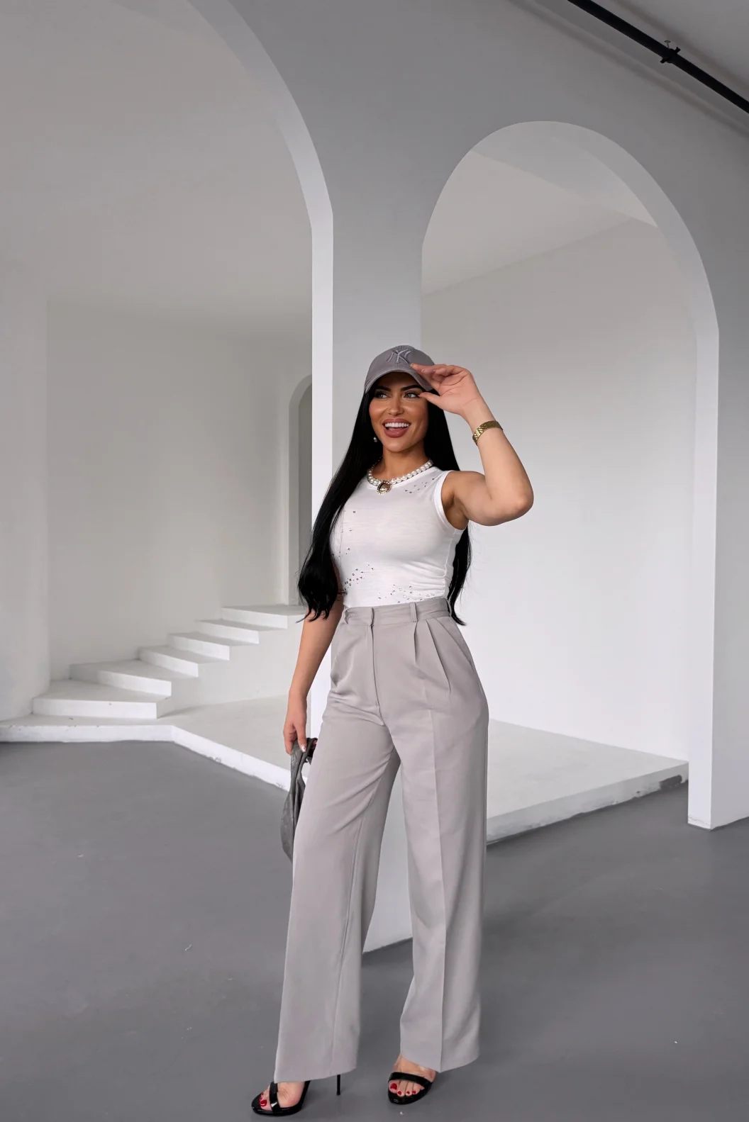 Gri Atlas Palazzo Pantolon