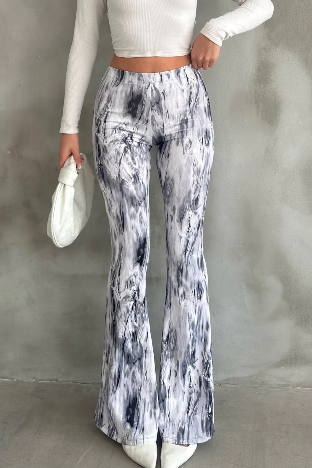 Mermer Desen İspanyol Paça Pantolon