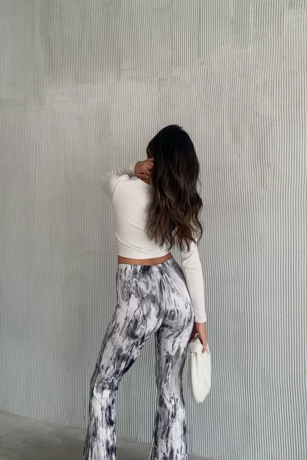 Mermer Desen İspanyol Paça Pantolon