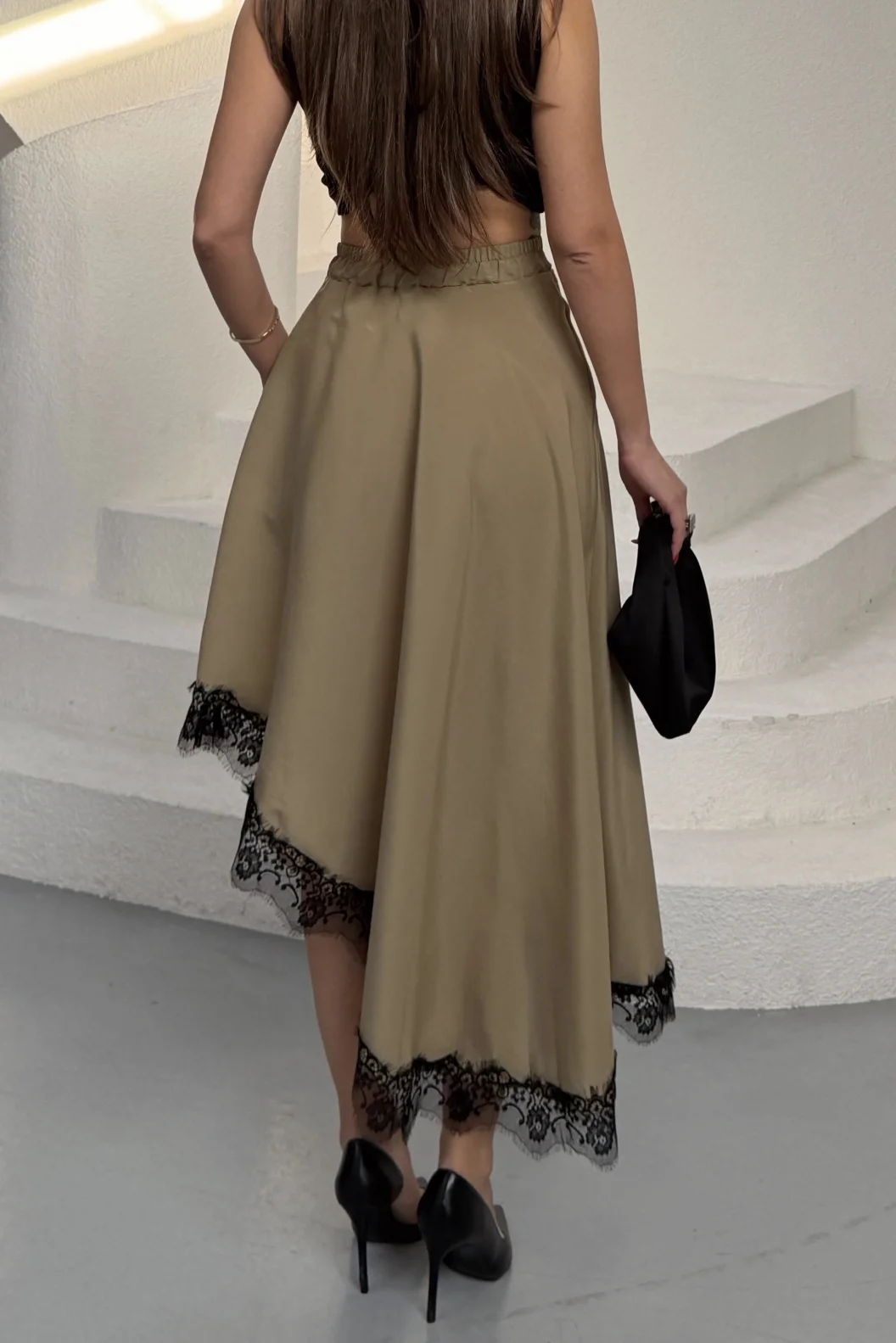 Olive Modal Dantelli Etek