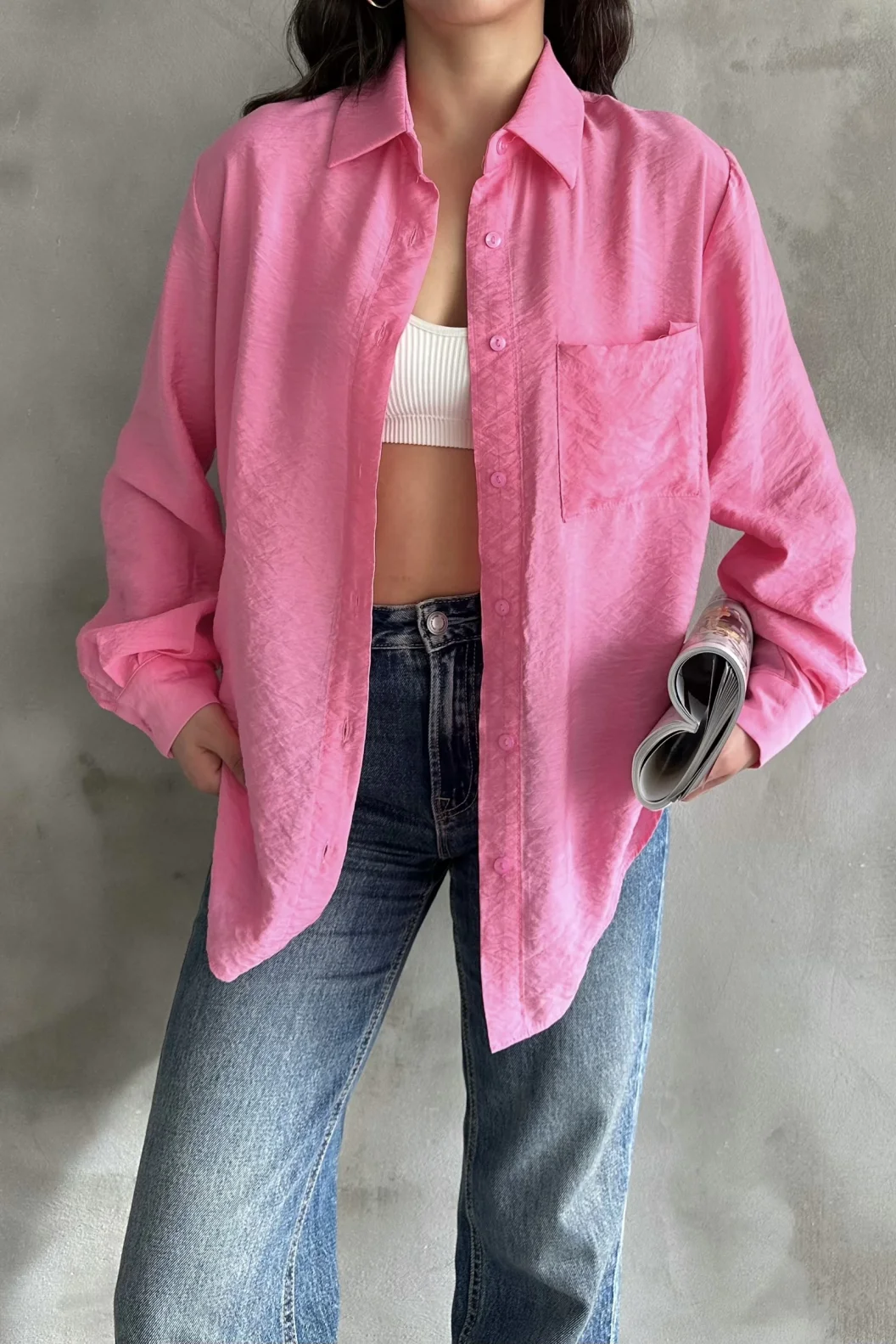 Pembe Oversize Gömlek