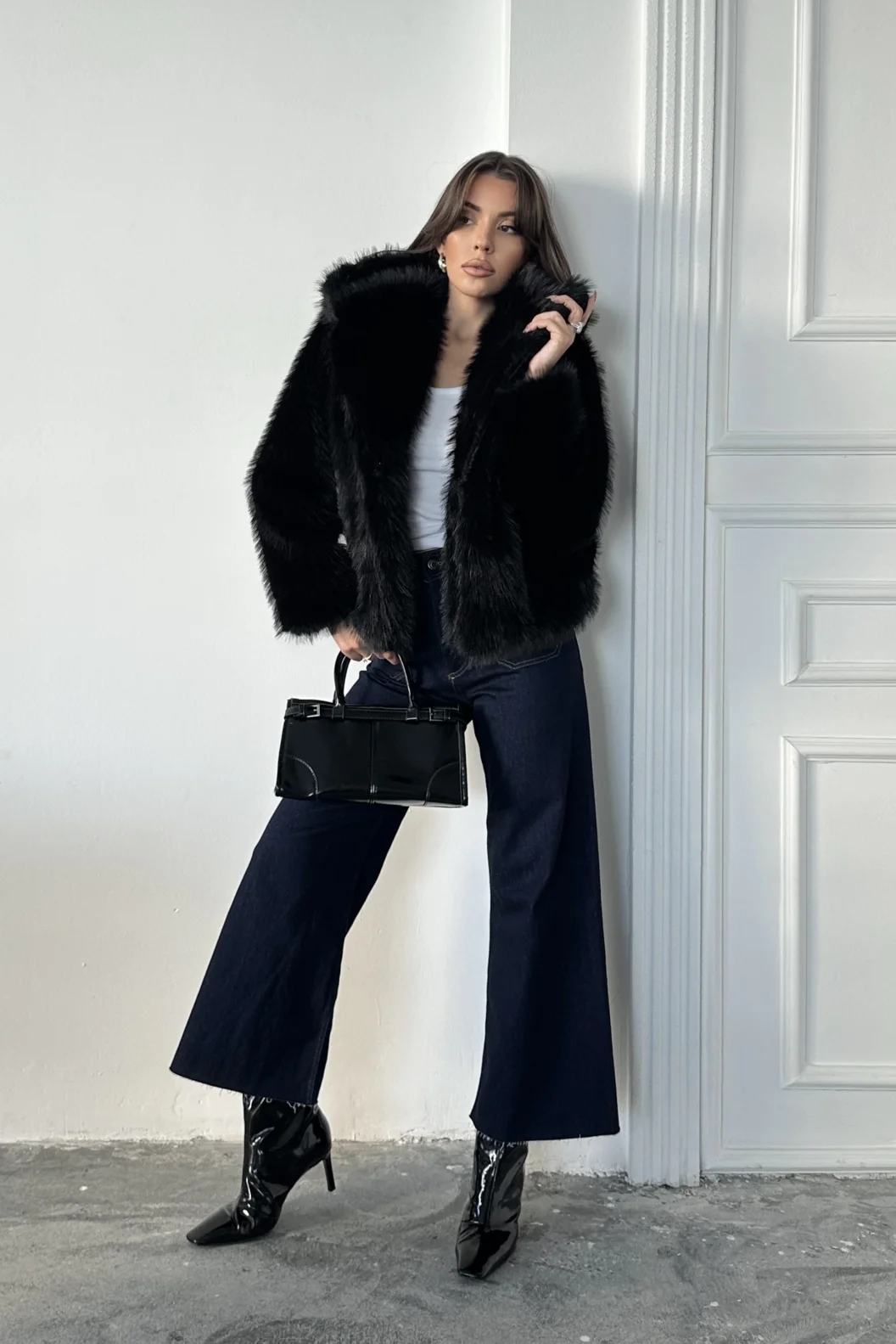 Siyah Şal Yaka Kürk Ceket