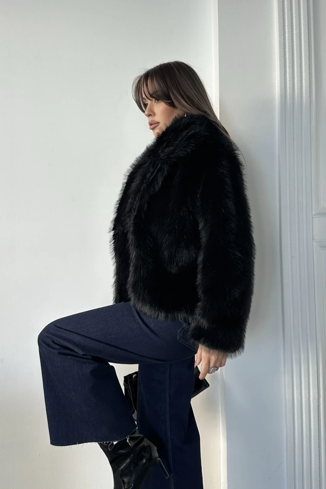 Siyah Şal Yaka Kürk Ceket