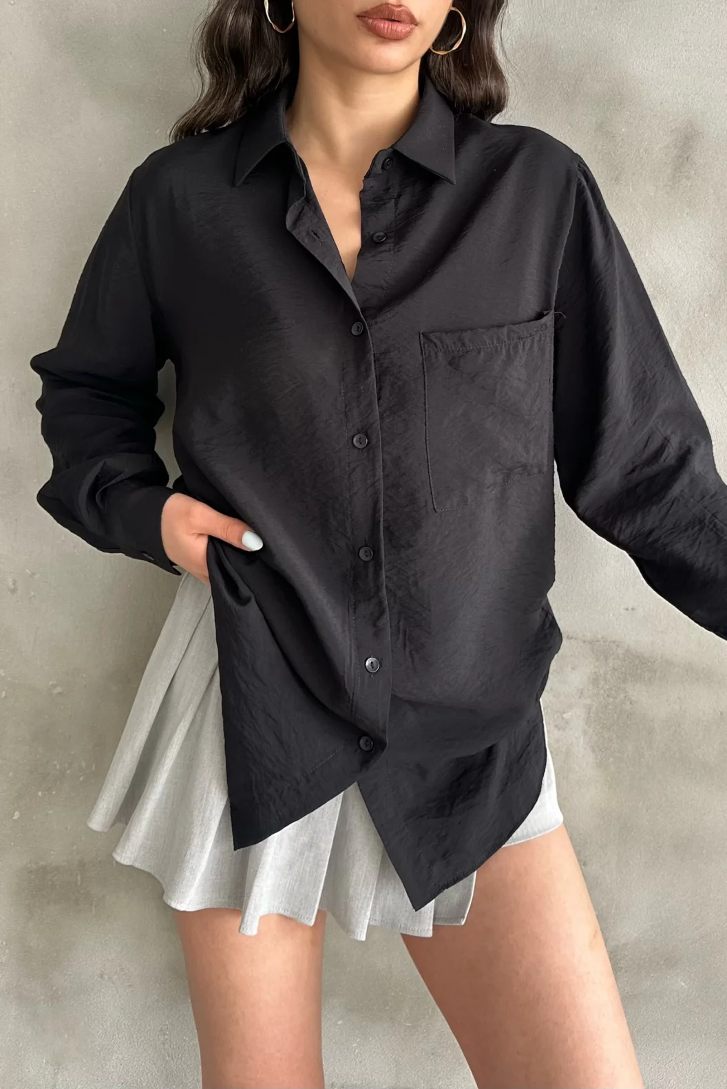 Siyah Oversize Gömlek