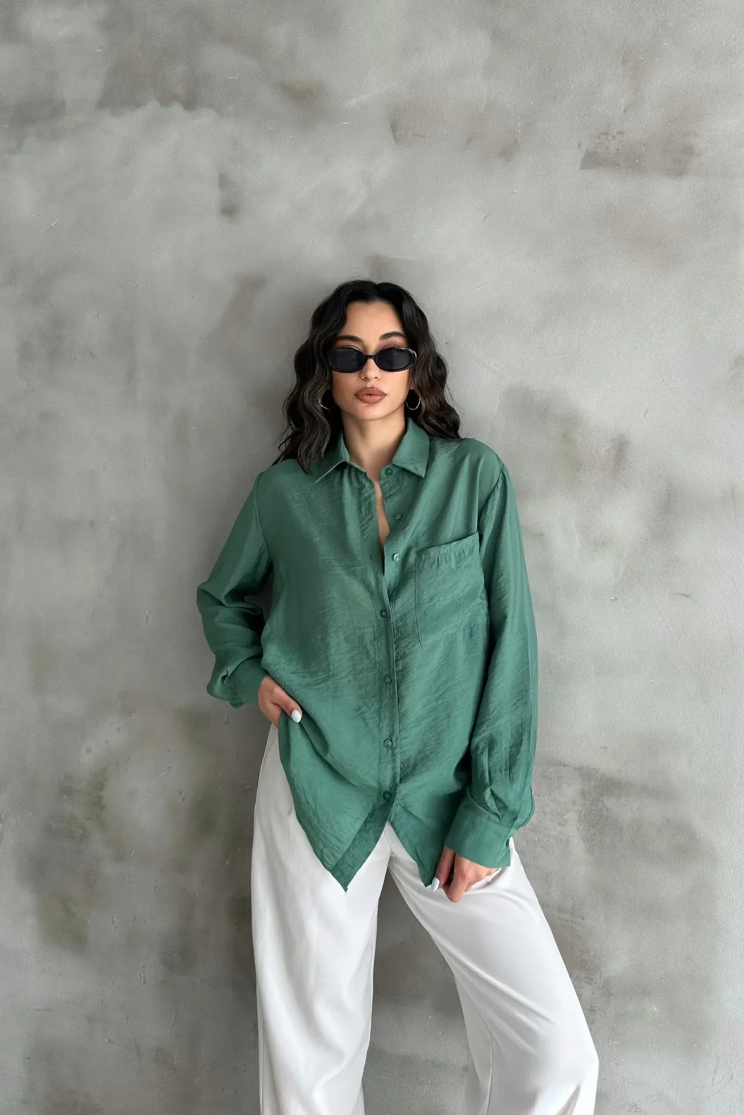 Yeşil Oversize Gömlek