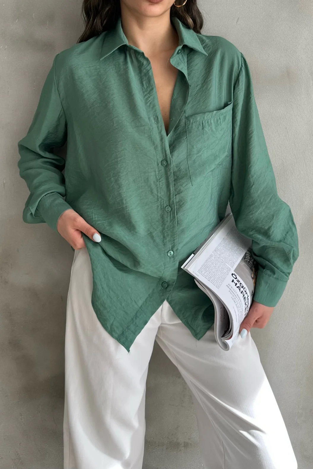 Yeşil Oversize Gömlek