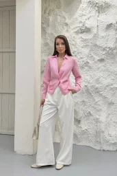 Pembe Gold Düğmeli Pileli Gömlek