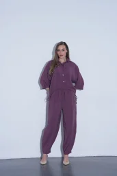 Mürdüm Modal Gömlek Pantolon Takım