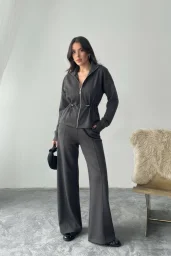 Antrasit Bel Büzgülü Modal Takım