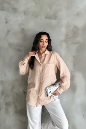 Bej Oversize Gömlek