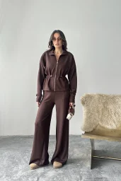 Kahve Bel Büzgülü Modal Takım