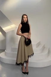 Olive Modal Dantelli Etek