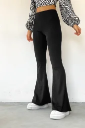 Siyah İspanyol Paça Pantolon