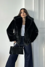 Siyah Şal Yaka Kürk Ceket