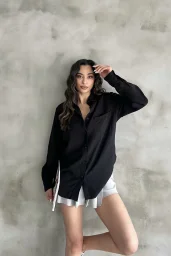 Siyah Oversize Gömlek