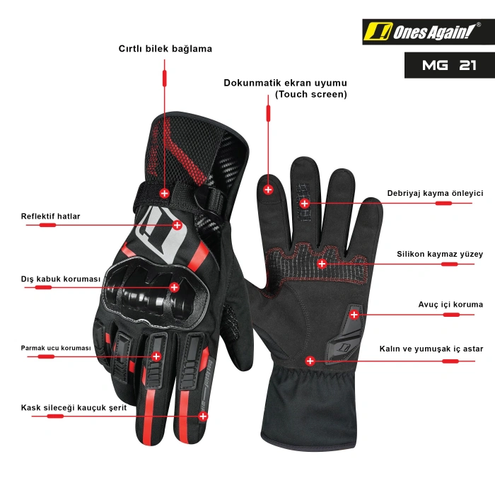 ONES AGAIN MG21 Kışlık Siyah Eldiven