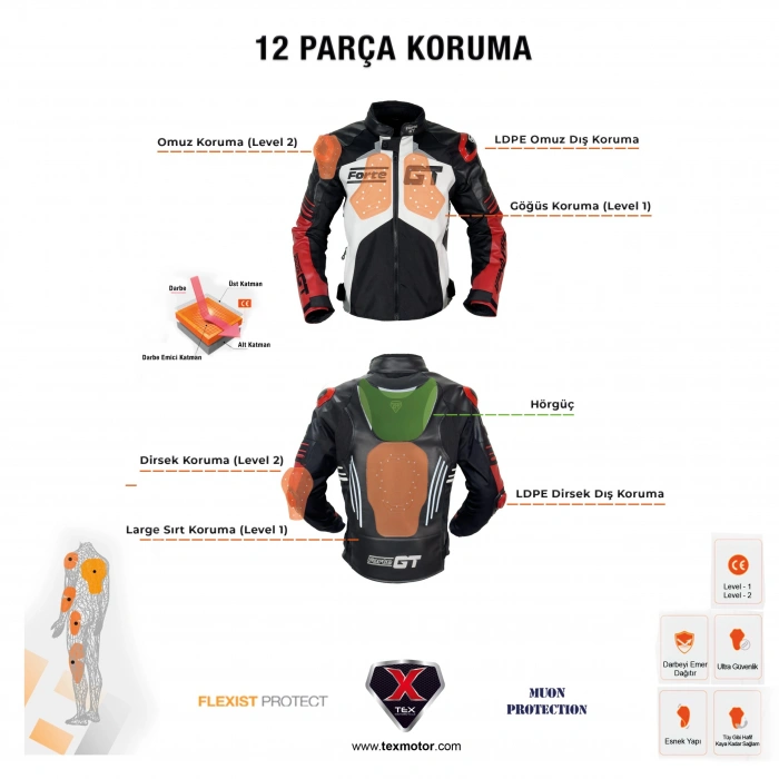 FORTE GT WIND PRO Kırmızı Beyaz Deri / Hörgüçlü