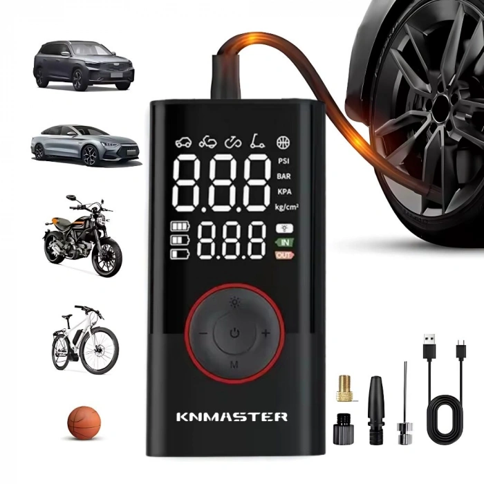 Knmaster LP200 – 150 PSI Dijital Göstergeli Şarjlı Hava Pompası