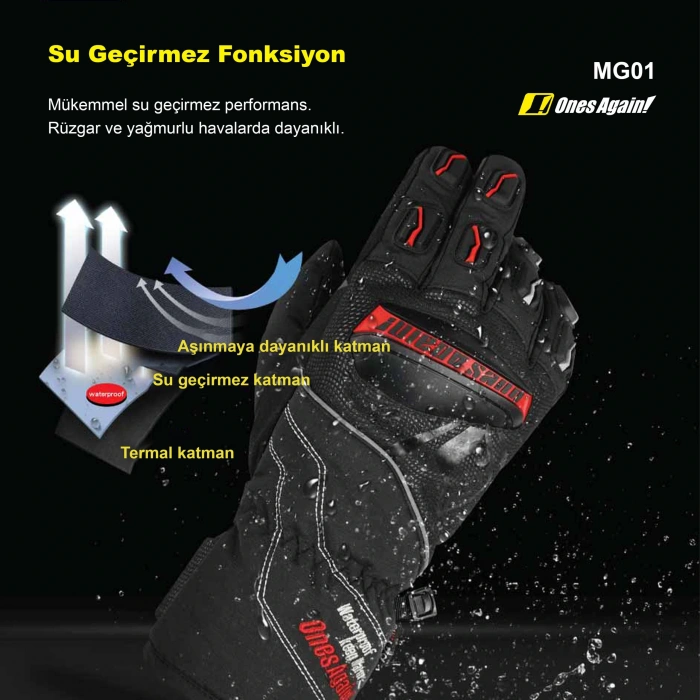 ONES AGAIN MG01 Kışlık Siyah Eldiven