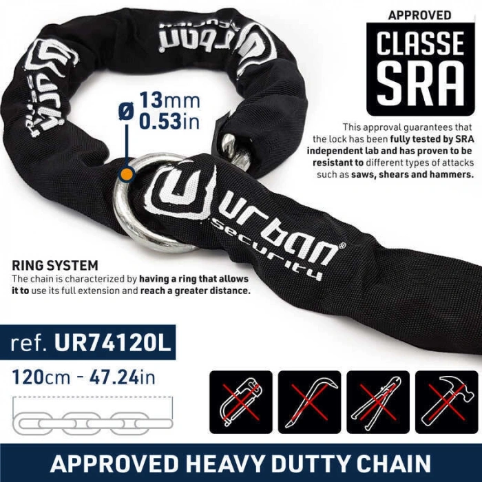 URBAN SECURITY UR74-120 13.5 MM 120CM SRA SINIFI KEMENT ZİNCİR KİLİT