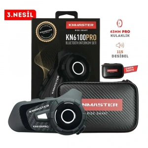Knmaster KN6100 PRO Motosiklet Kask İnterkom Seti-Karbon Siyah