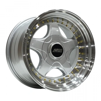 10 X 17 BCH-7813 5X112/120 ET30 72.56 SILVER LIP MAC+GOLD RIVETS