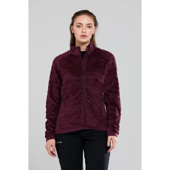 2As Frans Tam Fermuarlı Kadın Polar Bordo