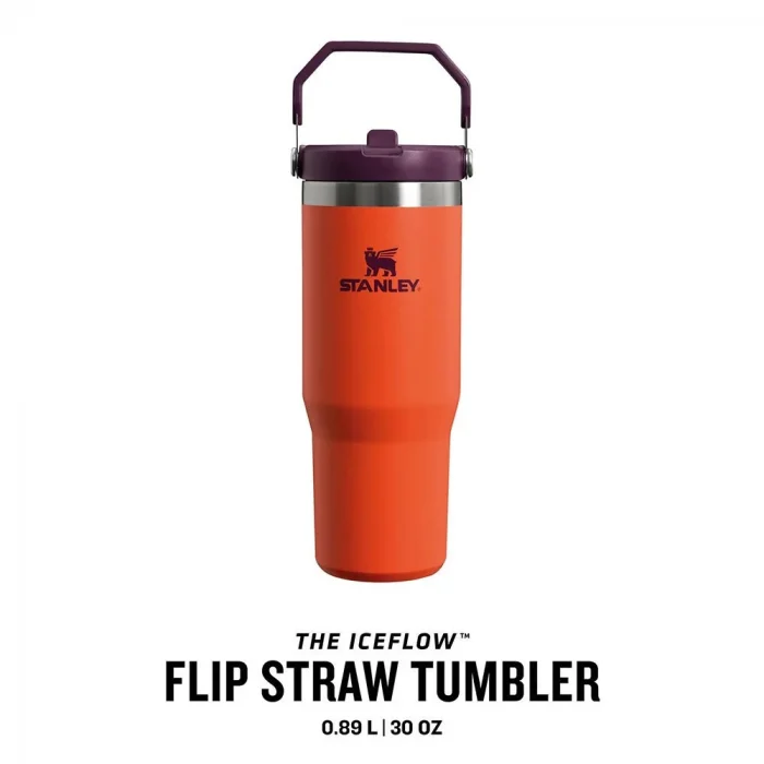 Stanley IceFlow Flip Straw Pipetli Termos Bardak Tigerlilly Plum Turuncu 0,89 LT