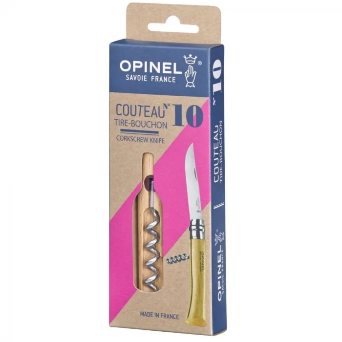 Opinel Inox 10 No Kayın Saplı Paslanmaz Çelik Tirbüşon & Çakı