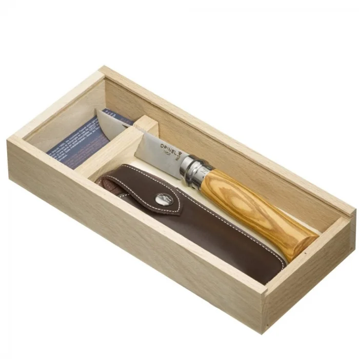 Opinel Inox 8 No Ahşap Kutulu & Kılıflı Zeytin Saplı Çakı
