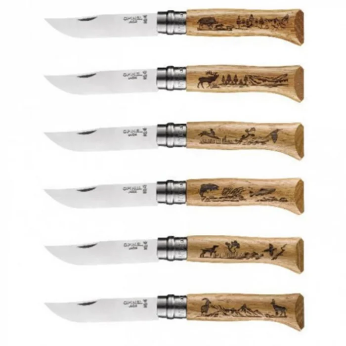 Opinel Inox No 8 Animalia Desenli 6lı Paslanmaz Çelik Çakı Seti