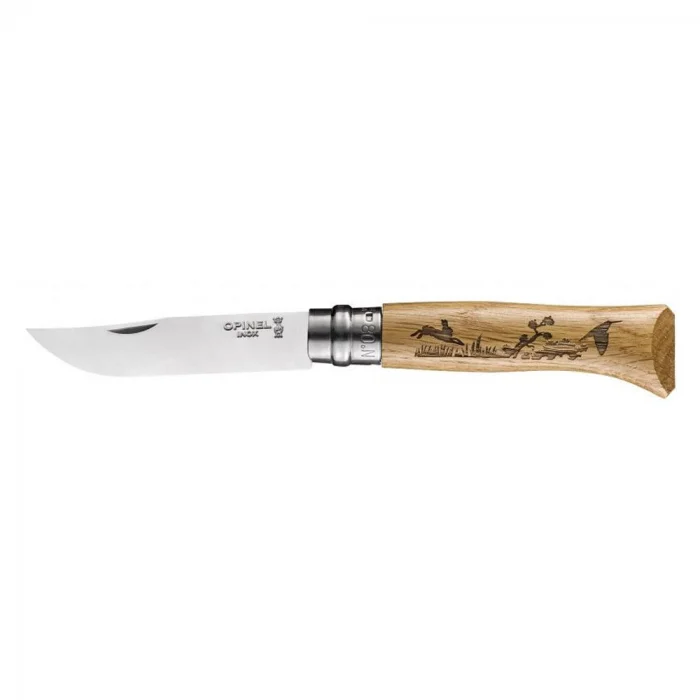 Opinel Inox No 8 Yaban Tavşan Desenli Paslanmaz Çelik Çakı