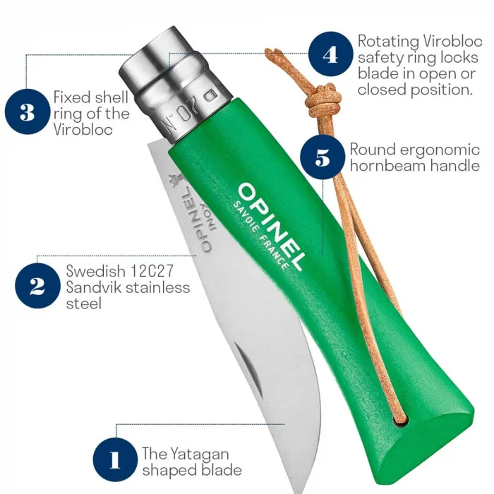 Opinel Inox Trekking 7 No Paslanmaz  Çelik Çakı (Yeşil)