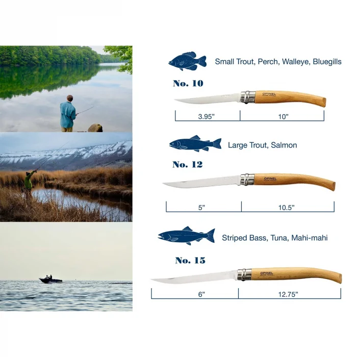 Opinel No.10 Zeytin Saplı İnce Paslanmaz Çelik Katlanır Fileto Bıçağı