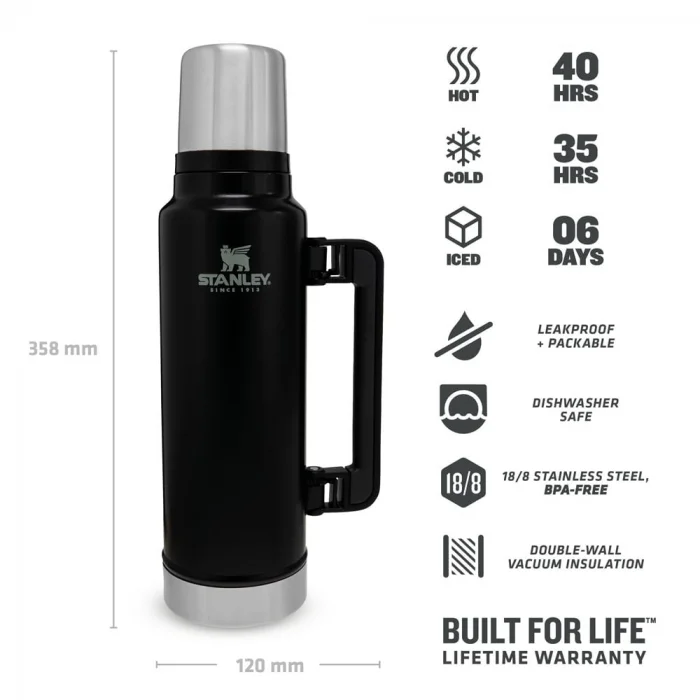 Stanley 1.4 Lt Klasik Vakumlu Çelik Termos Mat Siyah