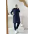 LACİVERT Kapitone Zarafetiyle Kapüşonlu Üçlü Takım